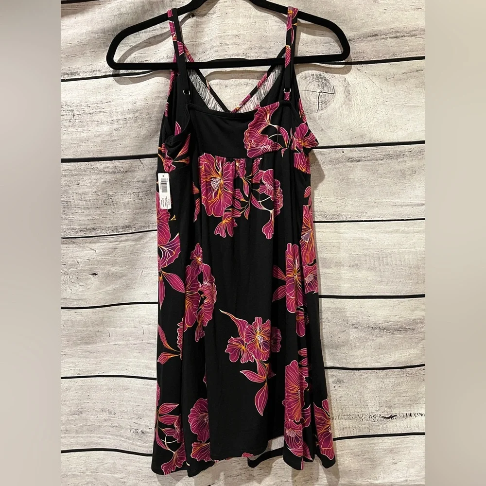 Soma Cool Nights Black Pink Floral Chemise Sexy Sleep Dress Slip NWT Large - Picture 5 of 6